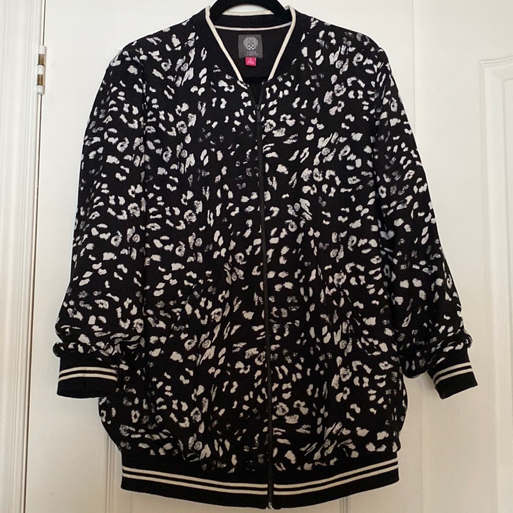 Black and white leopard varsity jacket